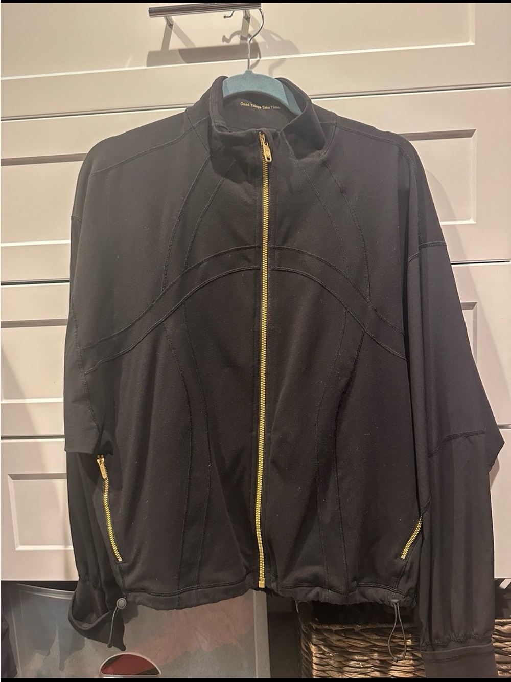 lululemon athletica Black Bomber Jacket with Gold Zippers